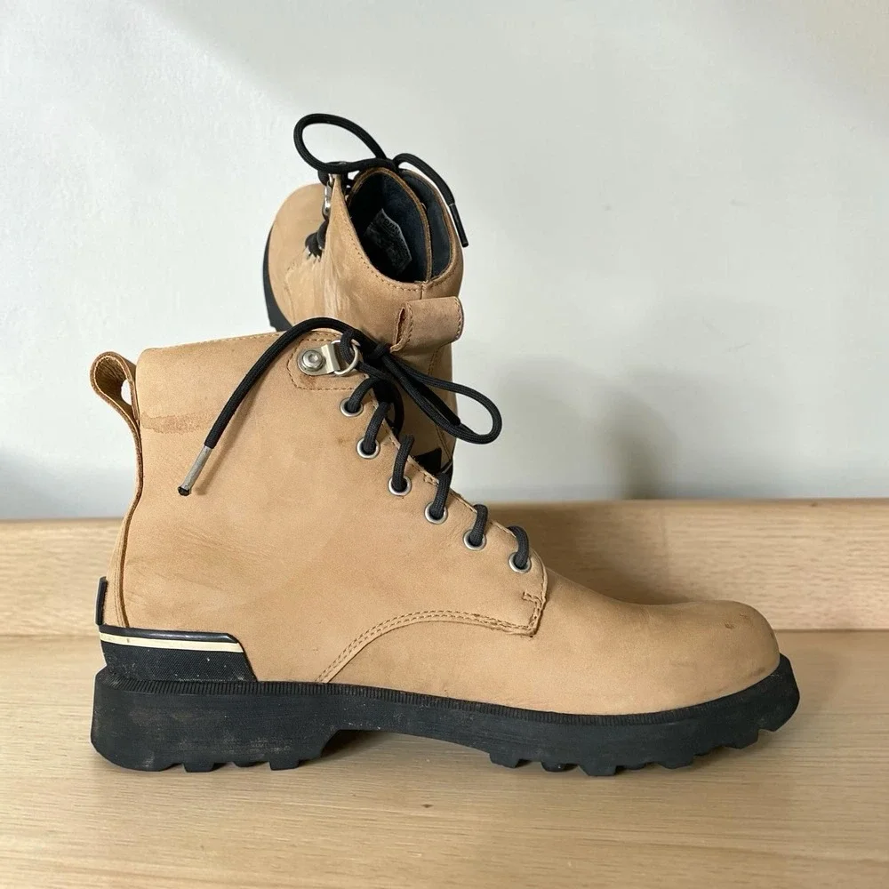 Sorel Workwear Boots Men Size 10 EU 43 Tan Leather Waterproof Rugged Outdoor